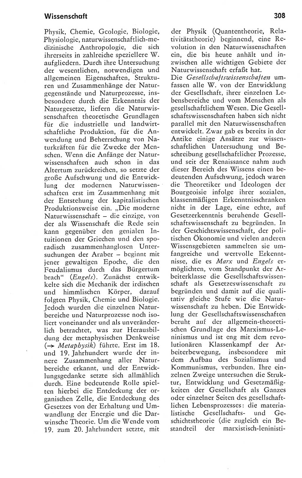 Kleines Wörterbuch der marxistisch-leninistischen Philosophie [Deutsche Demokratische Republik (DDR)] 1974, Seite 308 (Kl. Wb. ML Phil. DDR 1974, S. 308)