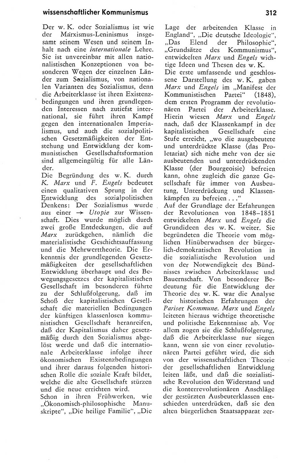 Kleines Wörterbuch der marxistisch-leninistischen Philosophie [Deutsche Demokratische Republik (DDR)] 1974, Seite 312 (Kl. Wb. ML Phil. DDR 1974, S. 312)