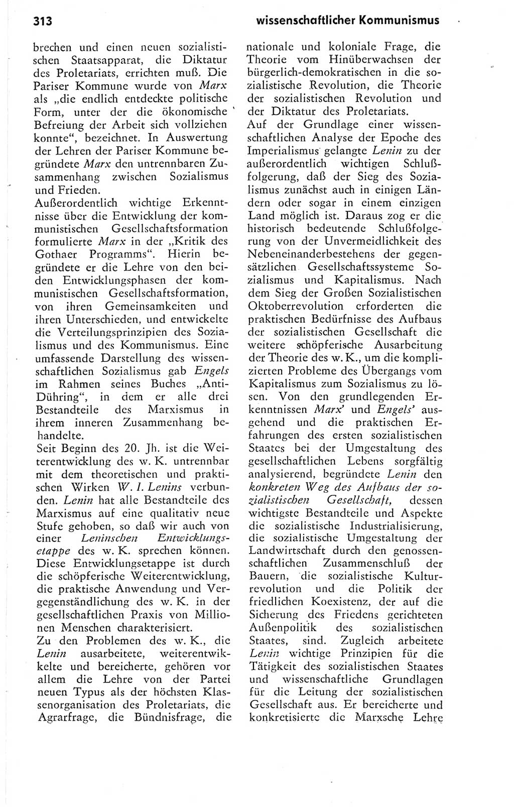 Kleines Wörterbuch der marxistisch-leninistischen Philosophie [Deutsche Demokratische Republik (DDR)] 1974, Seite 313 (Kl. Wb. ML Phil. DDR 1974, S. 313)