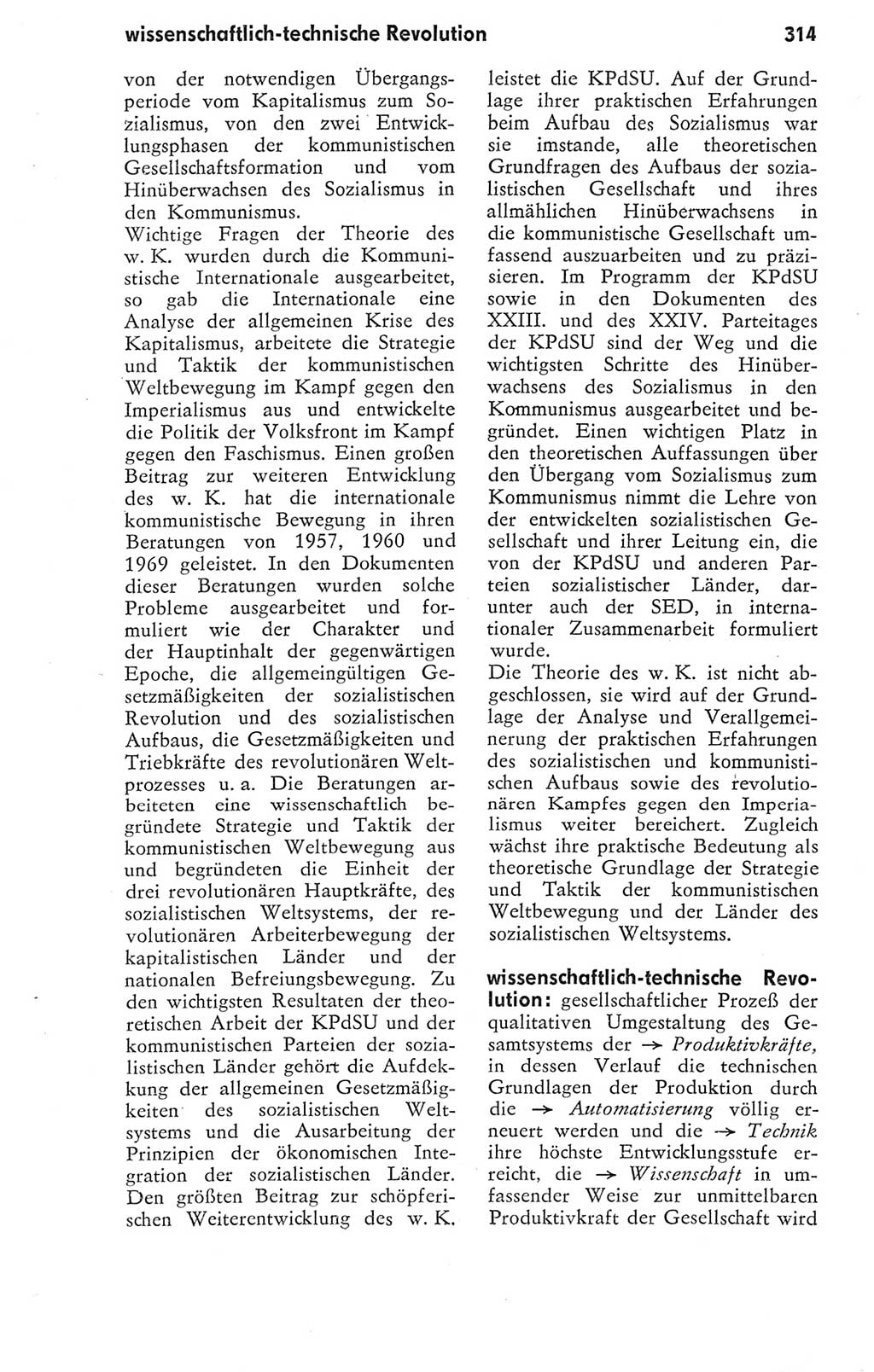 Kleines Wörterbuch der marxistisch-leninistischen Philosophie [Deutsche Demokratische Republik (DDR)] 1974, Seite 314 (Kl. Wb. ML Phil. DDR 1974, S. 314)