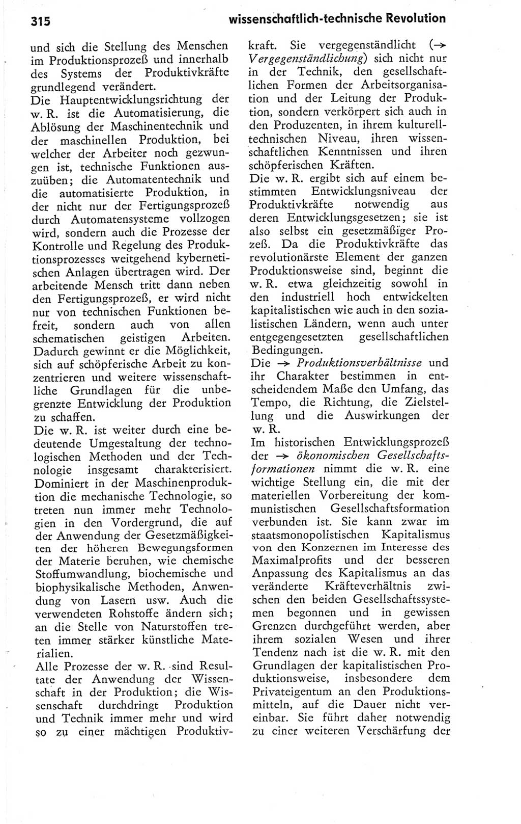 Kleines Wörterbuch der marxistisch-leninistischen Philosophie [Deutsche Demokratische Republik (DDR)] 1974, Seite 315 (Kl. Wb. ML Phil. DDR 1974, S. 315)