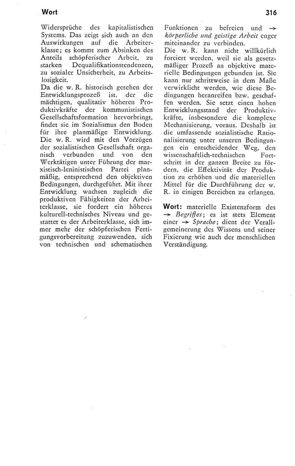 Kleines Wörterbuch der marxistisch-leninistischen Philosophie [Deutsche Demokratische Republik (DDR)] 1974, Seite 316 (Kl. Wb. ML Phil. DDR 1974, S. 316)