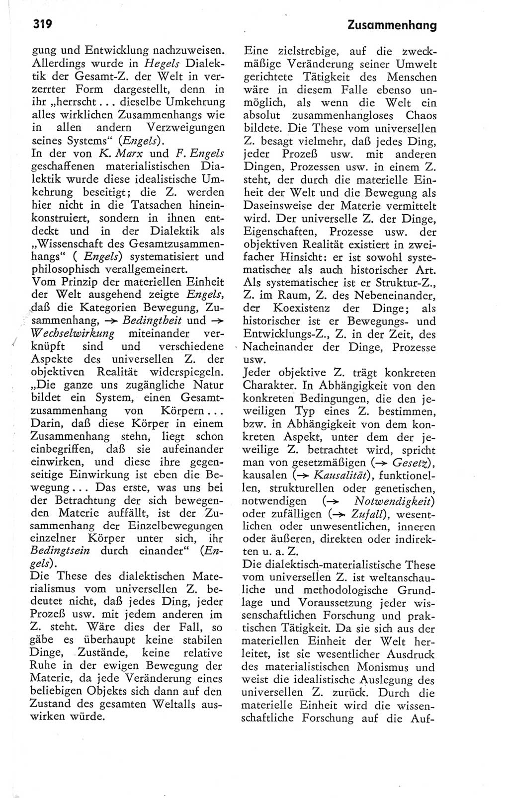 Kleines Wörterbuch der marxistisch-leninistischen Philosophie [Deutsche Demokratische Republik (DDR)] 1974, Seite 319 (Kl. Wb. ML Phil. DDR 1974, S. 319)