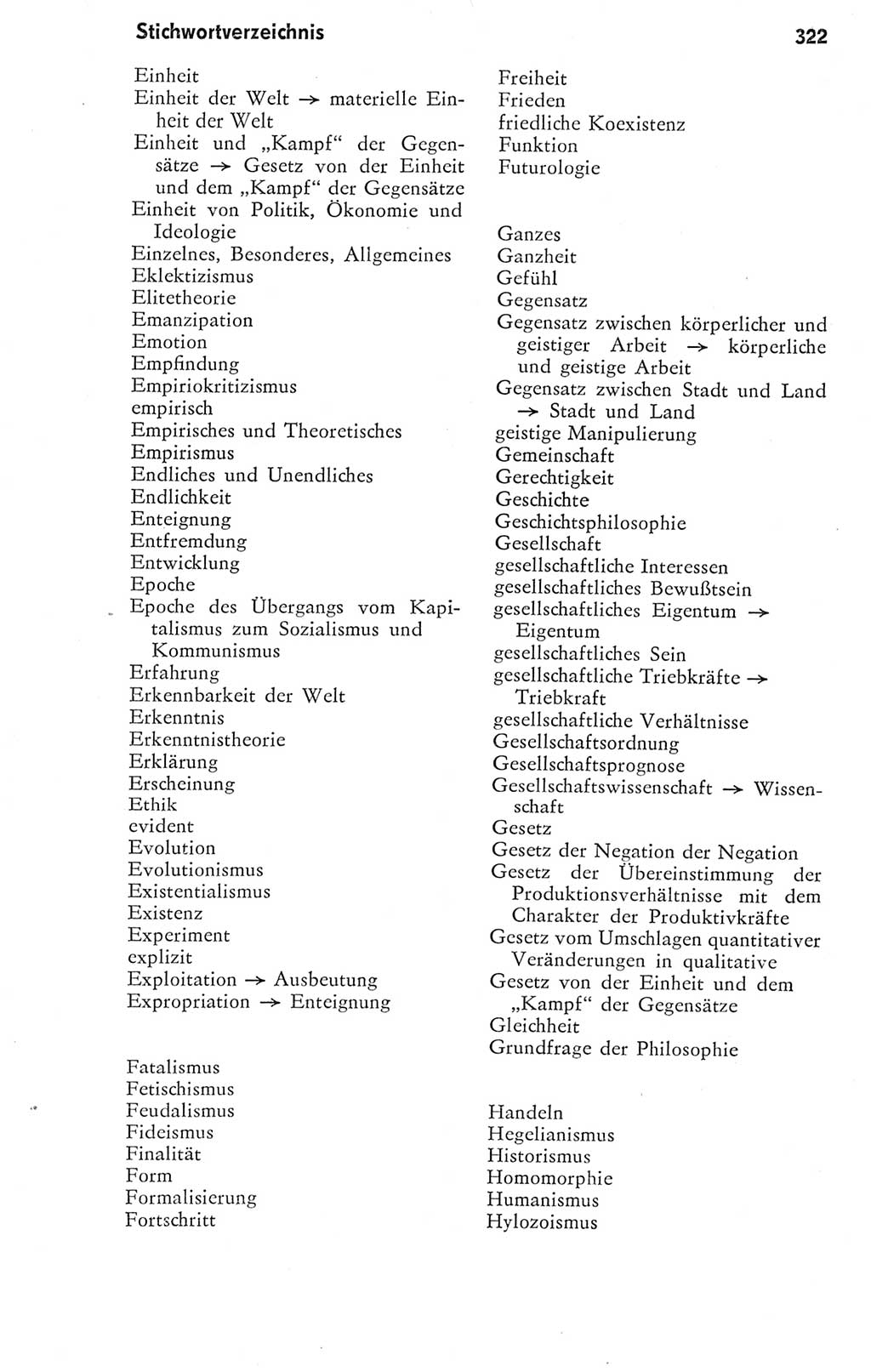 Kleines Wörterbuch der marxistisch-leninistischen Philosophie [Deutsche Demokratische Republik (DDR)] 1974, Seite 322 (Kl. Wb. ML Phil. DDR 1974, S. 322)