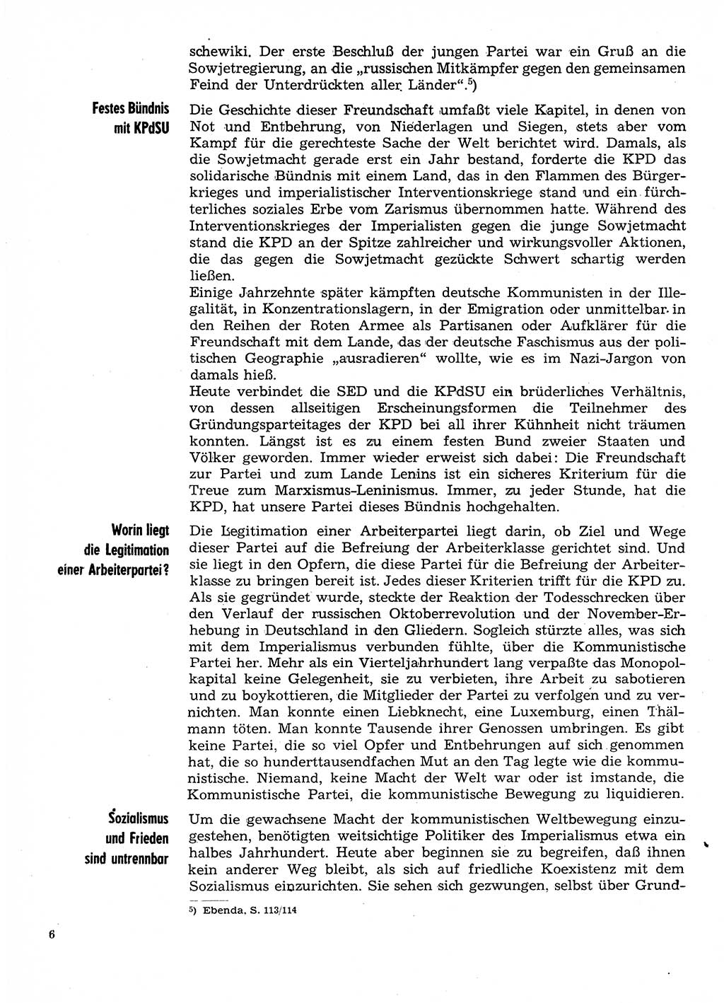 Neuer Weg (NW), Organ des Zentralkomitees (ZK) der SED (Sozialistische Einheitspartei Deutschlands) für Fragen des Parteilebens, 29. Jahrgang [Deutsche Demokratische Republik (DDR)] 1974, Seite 6 (NW ZK SED DDR 1974, S. 6)