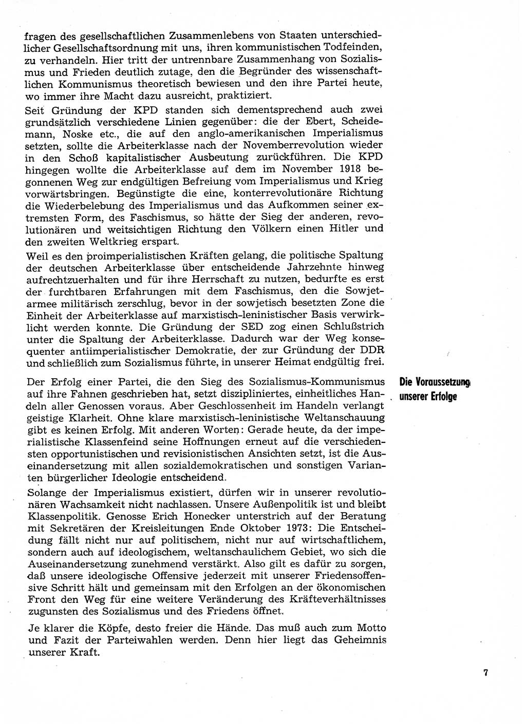 Neuer Weg (NW), Organ des Zentralkomitees (ZK) der SED (Sozialistische Einheitspartei Deutschlands) für Fragen des Parteilebens, 29. Jahrgang [Deutsche Demokratische Republik (DDR)] 1974, Seite 7 (NW ZK SED DDR 1974, S. 7)
