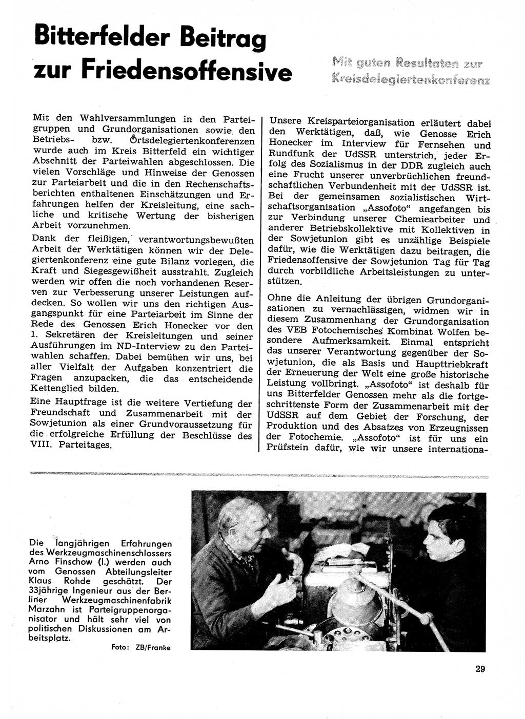 Neuer Weg (NW), Organ des Zentralkomitees (ZK) der SED (Sozialistische Einheitspartei Deutschlands) für Fragen des Parteilebens, 29. Jahrgang [Deutsche Demokratische Republik (DDR)] 1974, Seite 29 (NW ZK SED DDR 1974, S. 29)