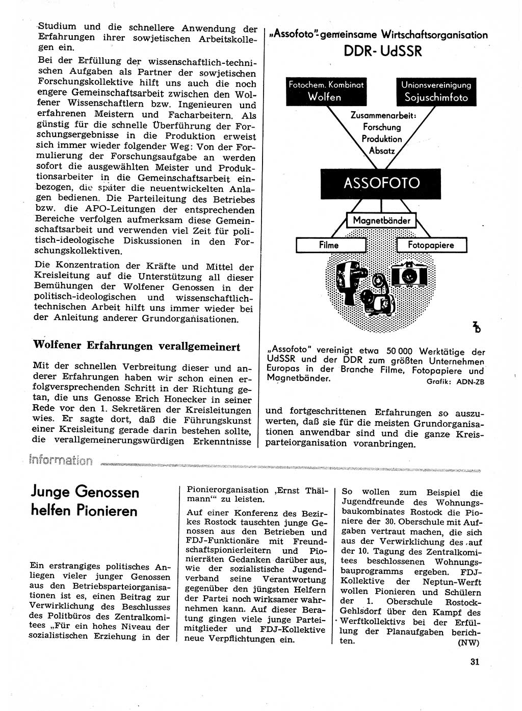 Neuer Weg (NW), Organ des Zentralkomitees (ZK) der SED (Sozialistische Einheitspartei Deutschlands) für Fragen des Parteilebens, 29. Jahrgang [Deutsche Demokratische Republik (DDR)] 1974, Seite 31 (NW ZK SED DDR 1974, S. 31)
