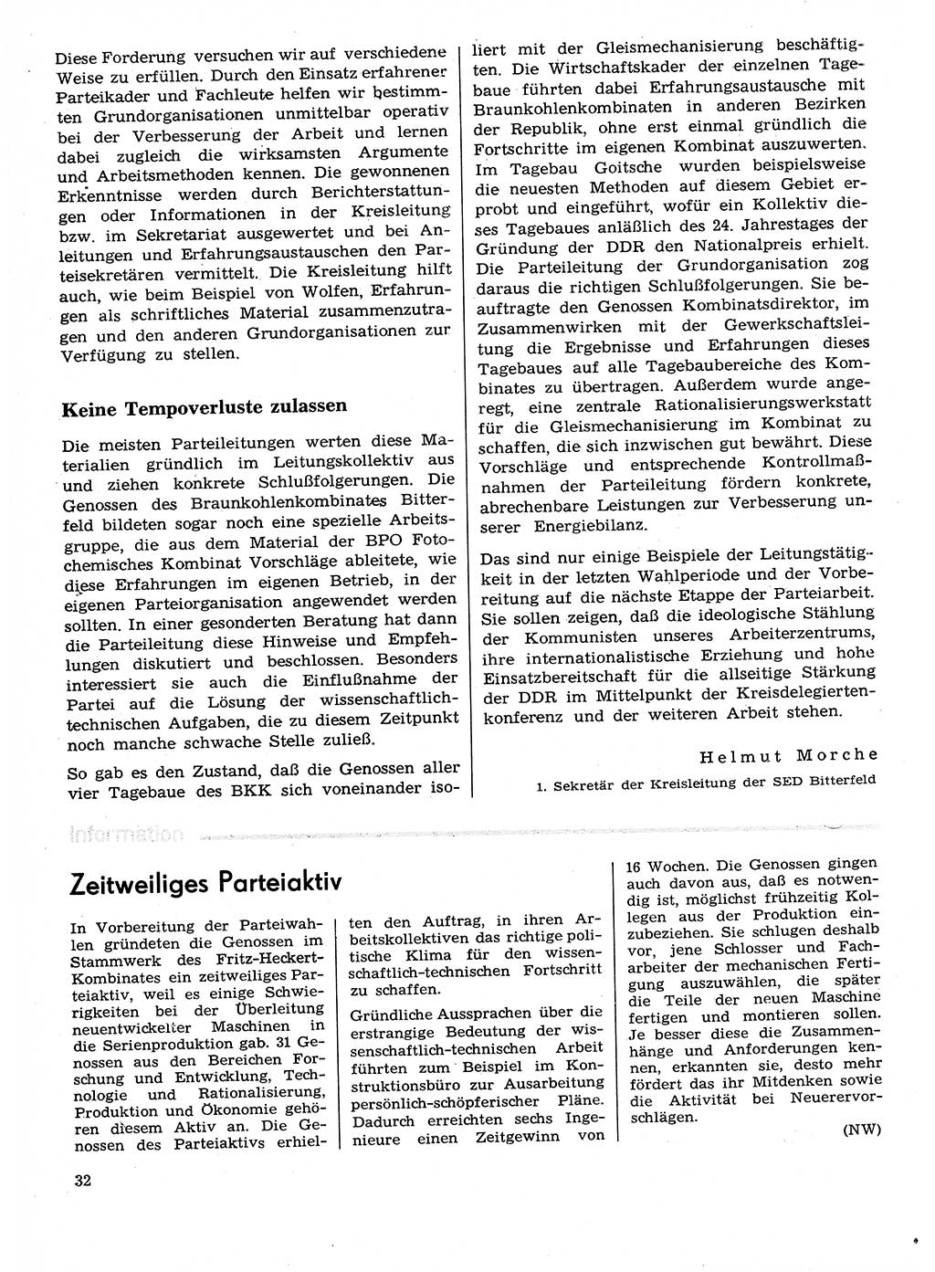 Neuer Weg (NW), Organ des Zentralkomitees (ZK) der SED (Sozialistische Einheitspartei Deutschlands) für Fragen des Parteilebens, 29. Jahrgang [Deutsche Demokratische Republik (DDR)] 1974, Seite 32 (NW ZK SED DDR 1974, S. 32)