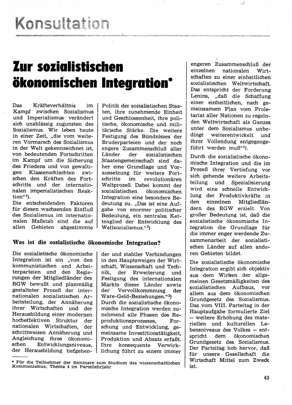 Neuer Weg (NW), Organ des Zentralkomitees (ZK) der SED (Sozialistische Einheitspartei Deutschlands) für Fragen des Parteilebens, 29. Jahrgang [Deutsche Demokratische Republik (DDR)] 1974, Seite 43 (NW ZK SED DDR 1974, S. 43)