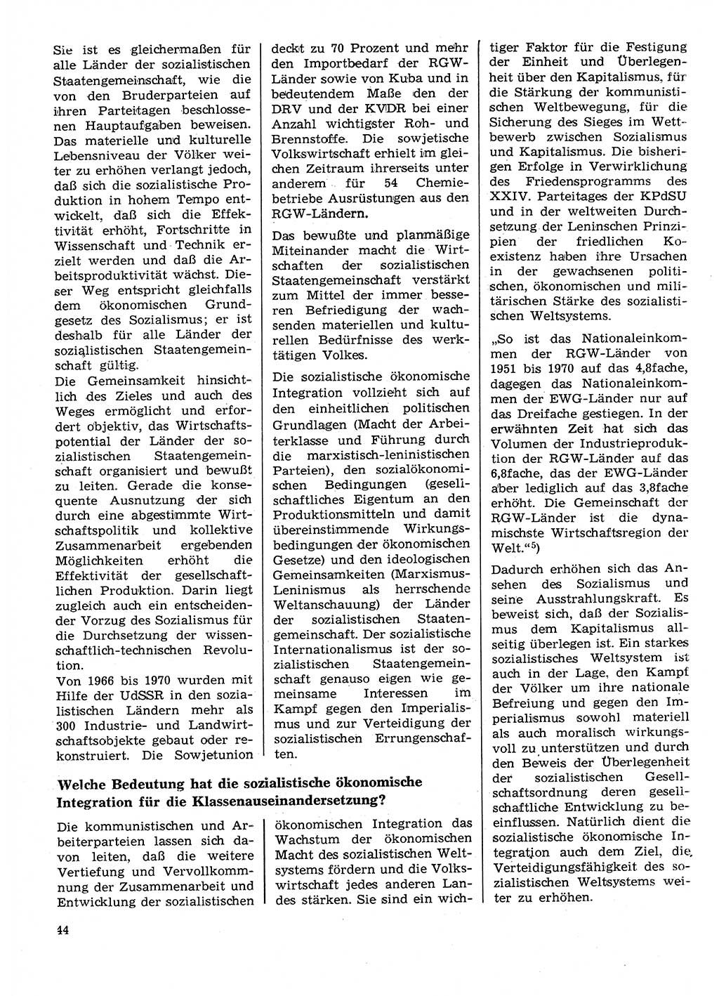 Neuer Weg (NW), Organ des Zentralkomitees (ZK) der SED (Sozialistische Einheitspartei Deutschlands) für Fragen des Parteilebens, 29. Jahrgang [Deutsche Demokratische Republik (DDR)] 1974, Seite 44 (NW ZK SED DDR 1974, S. 44)