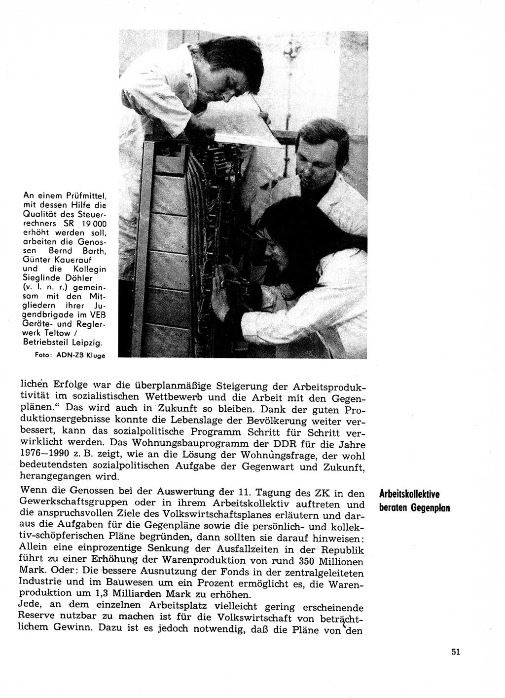 Neuer Weg (NW), Organ des Zentralkomitees (ZK) der SED (Sozialistische Einheitspartei Deutschlands) für Fragen des Parteilebens, 29. Jahrgang [Deutsche Demokratische Republik (DDR)] 1974, Seite 51 (NW ZK SED DDR 1974, S. 51)