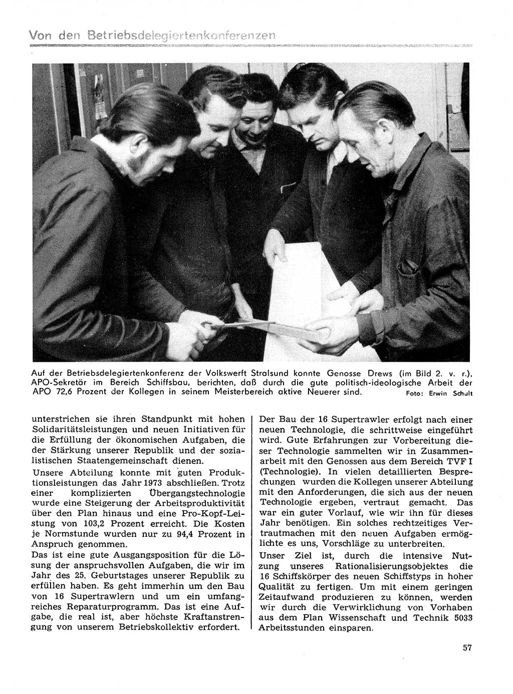 Neuer Weg (NW), Organ des Zentralkomitees (ZK) der SED (Sozialistische Einheitspartei Deutschlands) für Fragen des Parteilebens, 29. Jahrgang [Deutsche Demokratische Republik (DDR)] 1974, Seite 57 (NW ZK SED DDR 1974, S. 57)