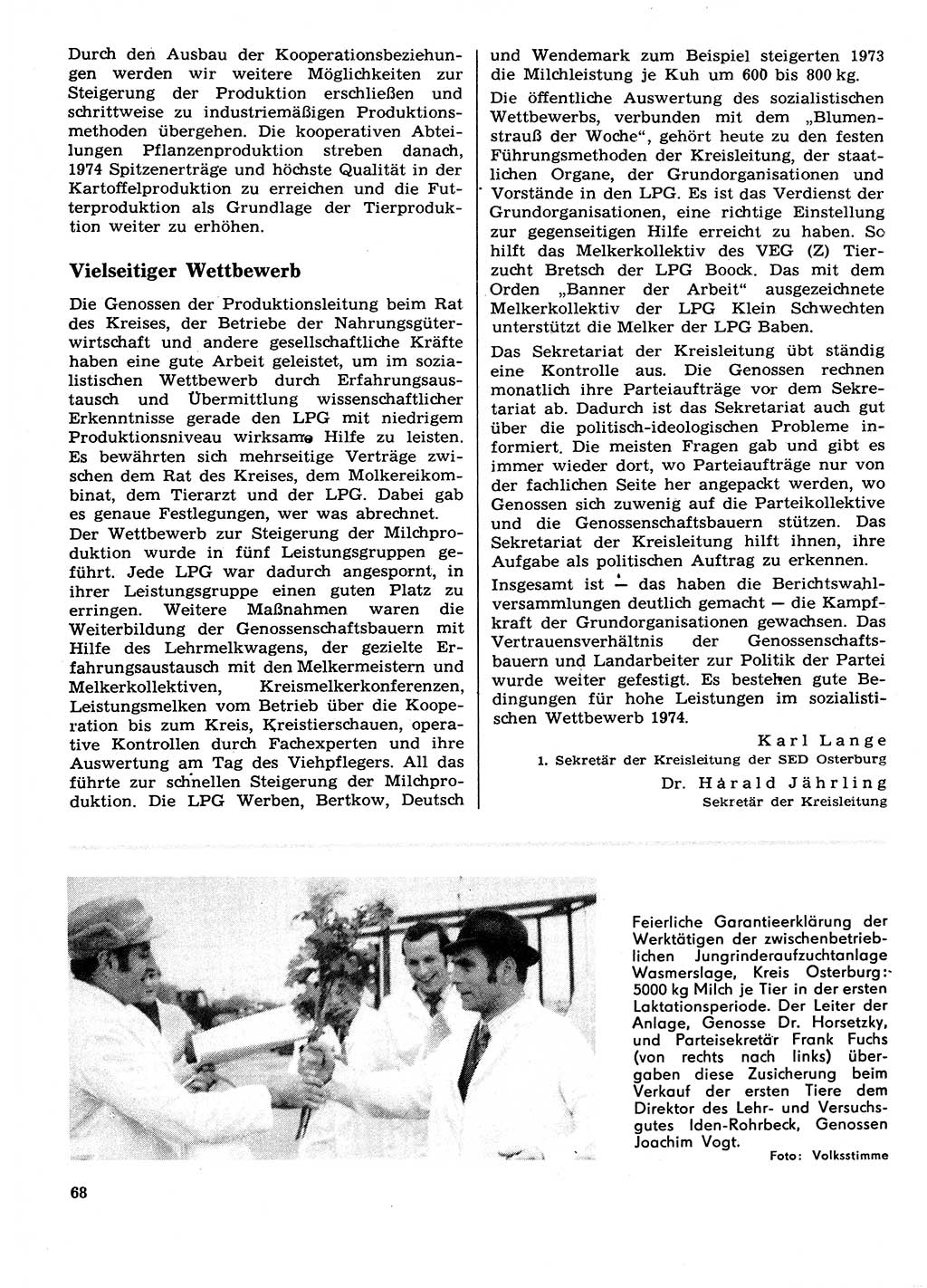 Neuer Weg (NW), Organ des Zentralkomitees (ZK) der SED (Sozialistische Einheitspartei Deutschlands) für Fragen des Parteilebens, 29. Jahrgang [Deutsche Demokratische Republik (DDR)] 1974, Seite 68 (NW ZK SED DDR 1974, S. 68)