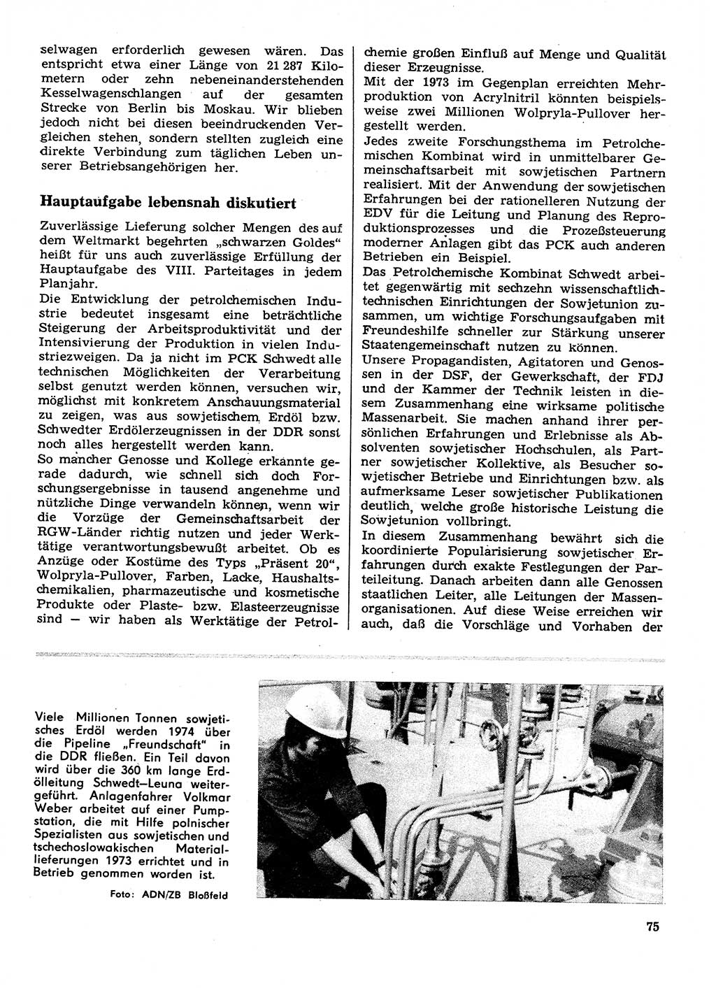Neuer Weg (NW), Organ des Zentralkomitees (ZK) der SED (Sozialistische Einheitspartei Deutschlands) für Fragen des Parteilebens, 29. Jahrgang [Deutsche Demokratische Republik (DDR)] 1974, Seite 75 (NW ZK SED DDR 1974, S. 75)