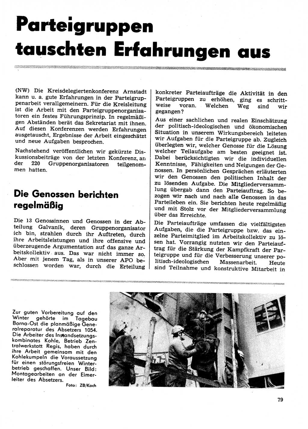 Neuer Weg (NW), Organ des Zentralkomitees (ZK) der SED (Sozialistische Einheitspartei Deutschlands) für Fragen des Parteilebens, 29. Jahrgang [Deutsche Demokratische Republik (DDR)] 1974, Seite 79 (NW ZK SED DDR 1974, S. 79)