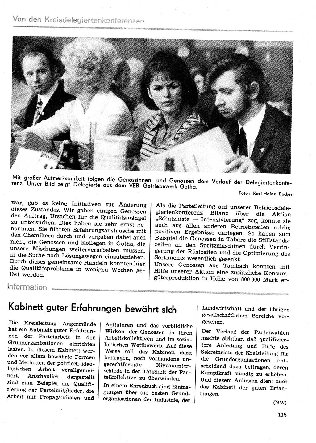 Neuer Weg (NW), Organ des Zentralkomitees (ZK) der SED (Sozialistische Einheitspartei Deutschlands) für Fragen des Parteilebens, 29. Jahrgang [Deutsche Demokratische Republik (DDR)] 1974, Seite 115 (NW ZK SED DDR 1974, S. 115)