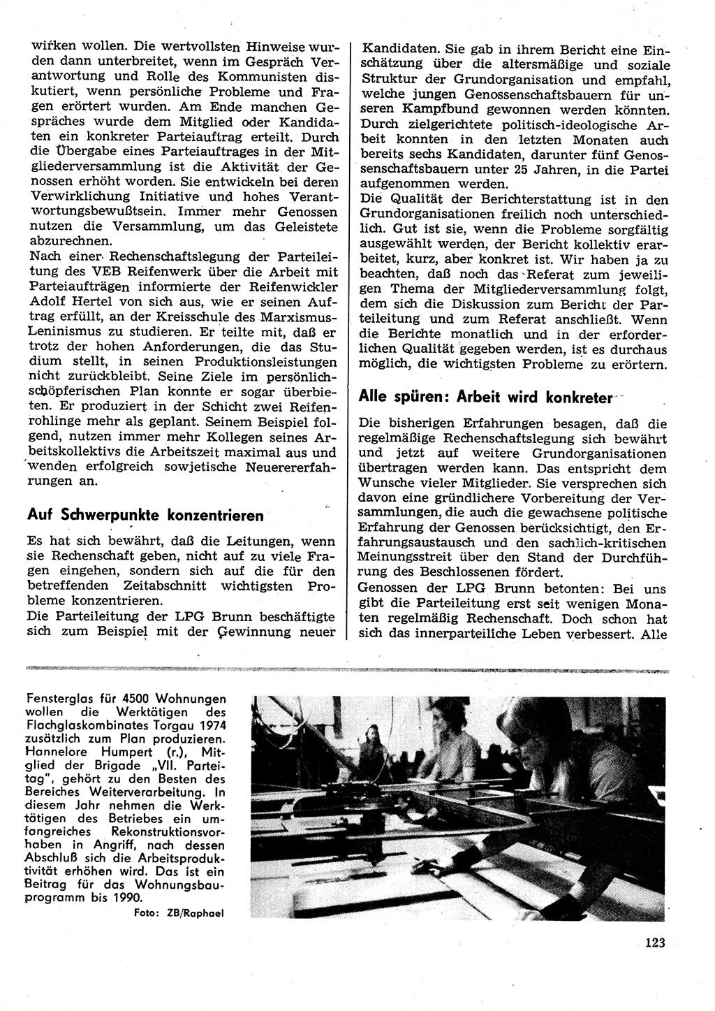 Neuer Weg (NW), Organ des Zentralkomitees (ZK) der SED (Sozialistische Einheitspartei Deutschlands) für Fragen des Parteilebens, 29. Jahrgang [Deutsche Demokratische Republik (DDR)] 1974, Seite 123 (NW ZK SED DDR 1974, S. 123)