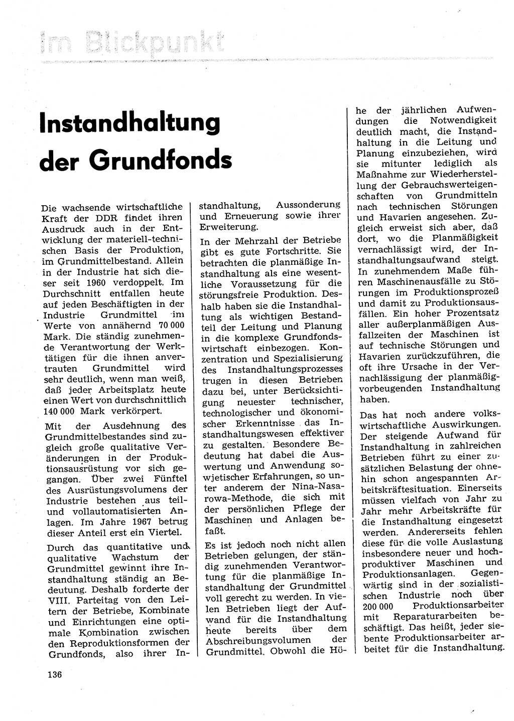 Neuer Weg (NW), Organ des Zentralkomitees (ZK) der SED (Sozialistische Einheitspartei Deutschlands) für Fragen des Parteilebens, 29. Jahrgang [Deutsche Demokratische Republik (DDR)] 1974, Seite 136 (NW ZK SED DDR 1974, S. 136)