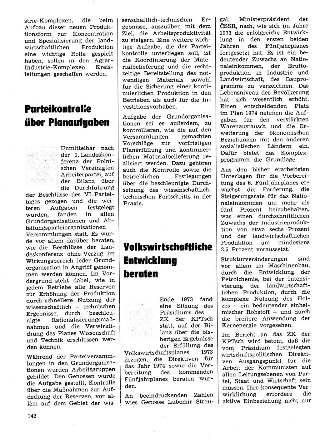 Neuer Weg (NW), Organ des Zentralkomitees (ZK) der SED (Sozialistische Einheitspartei Deutschlands) für Fragen des Parteilebens, 29. Jahrgang [Deutsche Demokratische Republik (DDR)] 1974, Seite 142 (NW ZK SED DDR 1974, S. 142)