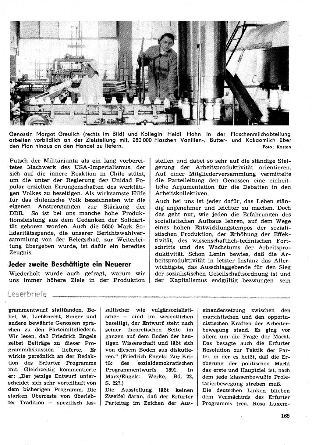 Neuer Weg (NW), Organ des Zentralkomitees (ZK) der SED (Sozialistische Einheitspartei Deutschlands) für Fragen des Parteilebens, 29. Jahrgang [Deutsche Demokratische Republik (DDR)] 1974, Seite 165 (NW ZK SED DDR 1974, S. 165)