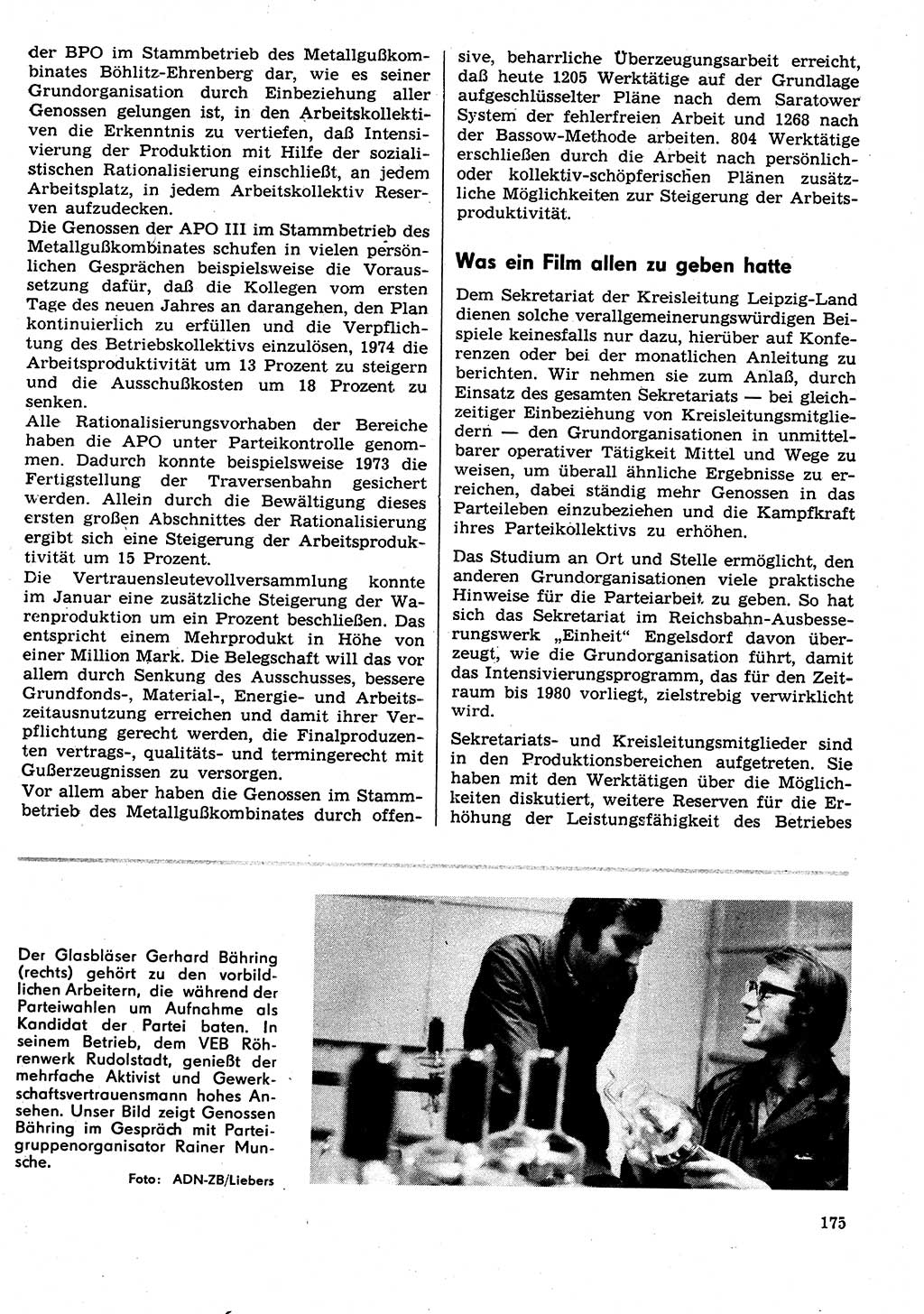 Neuer Weg (NW), Organ des Zentralkomitees (ZK) der SED (Sozialistische Einheitspartei Deutschlands) für Fragen des Parteilebens, 29. Jahrgang [Deutsche Demokratische Republik (DDR)] 1974, Seite 175 (NW ZK SED DDR 1974, S. 175)