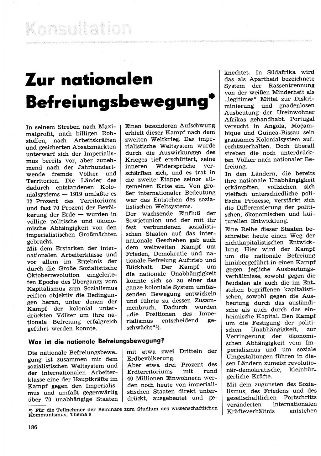 Neuer Weg (NW), Organ des Zentralkomitees (ZK) der SED (Sozialistische Einheitspartei Deutschlands) für Fragen des Parteilebens, 29. Jahrgang [Deutsche Demokratische Republik (DDR)] 1974, Seite 186 (NW ZK SED DDR 1974, S. 186)