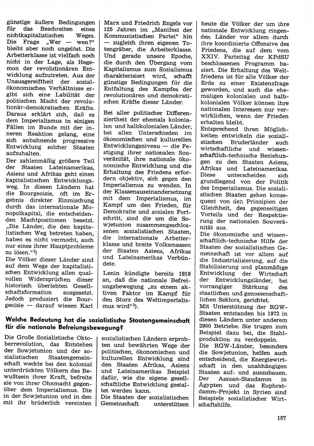 Neuer Weg (NW), Organ des Zentralkomitees (ZK) der SED (Sozialistische Einheitspartei Deutschlands) für Fragen des Parteilebens, 29. Jahrgang [Deutsche Demokratische Republik (DDR)] 1974, Seite 187 (NW ZK SED DDR 1974, S. 187)
