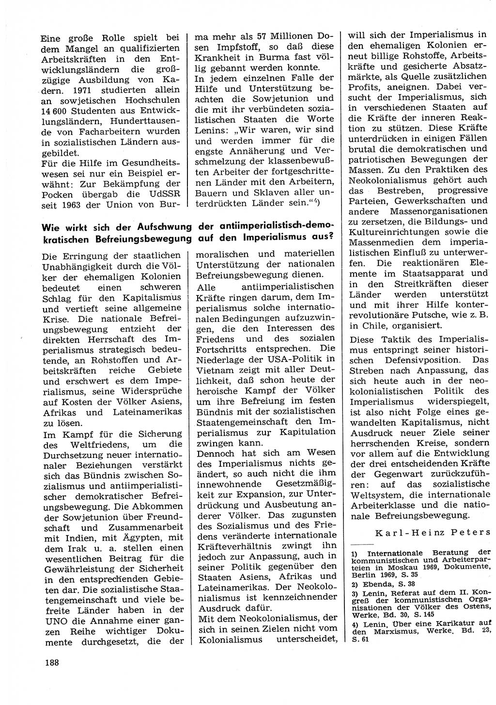 Neuer Weg (NW), Organ des Zentralkomitees (ZK) der SED (Sozialistische Einheitspartei Deutschlands) für Fragen des Parteilebens, 29. Jahrgang [Deutsche Demokratische Republik (DDR)] 1974, Seite 188 (NW ZK SED DDR 1974, S. 188)