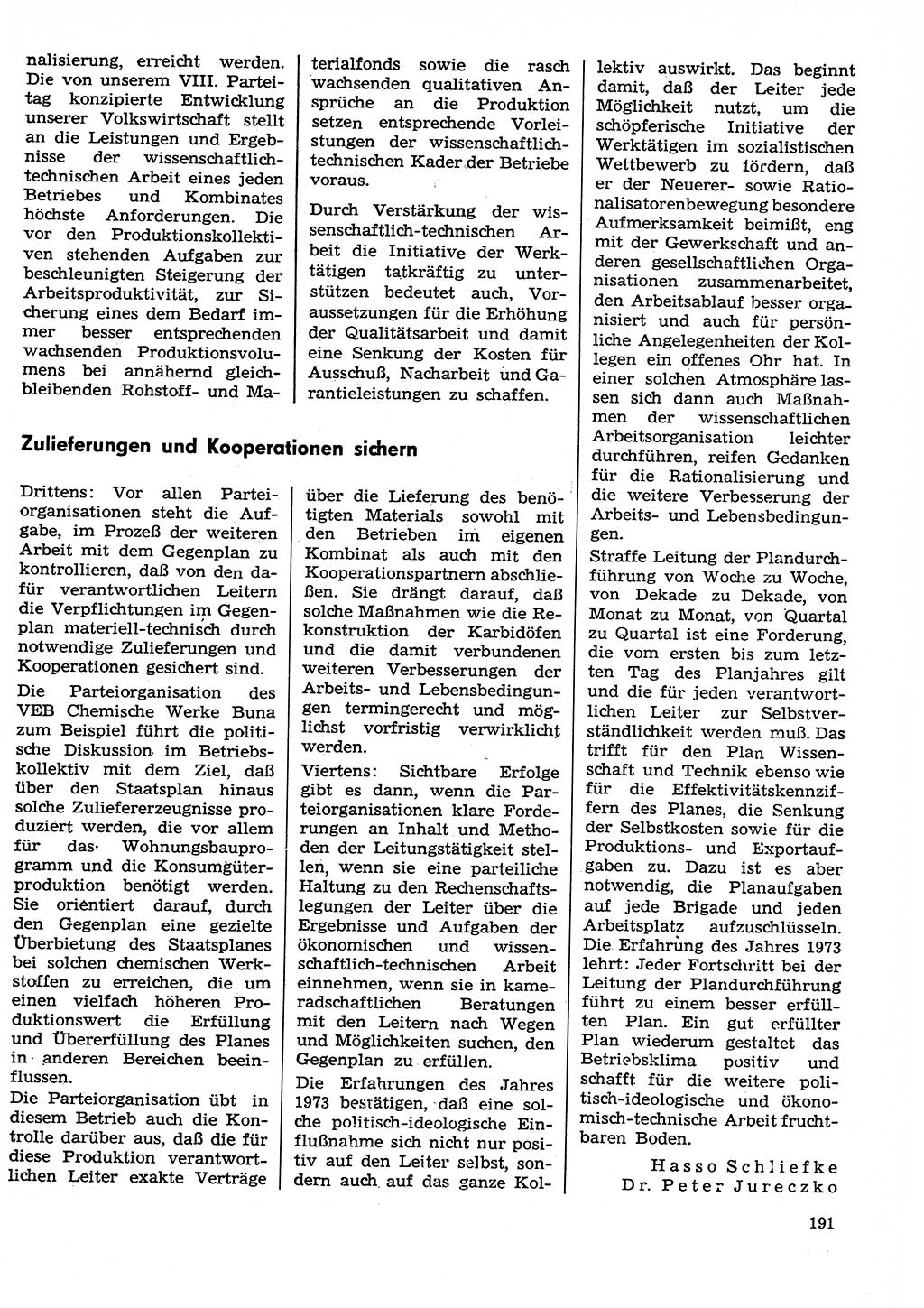 Neuer Weg (NW), Organ des Zentralkomitees (ZK) der SED (Sozialistische Einheitspartei Deutschlands) für Fragen des Parteilebens, 29. Jahrgang [Deutsche Demokratische Republik (DDR)] 1974, Seite 191 (NW ZK SED DDR 1974, S. 191)