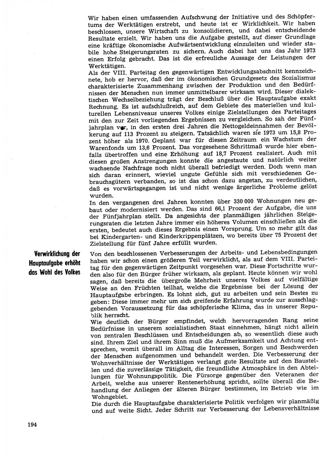 Neuer Weg (NW), Organ des Zentralkomitees (ZK) der SED (Sozialistische Einheitspartei Deutschlands) für Fragen des Parteilebens, 29. Jahrgang [Deutsche Demokratische Republik (DDR)] 1974, Seite 194 (NW ZK SED DDR 1974, S. 194)