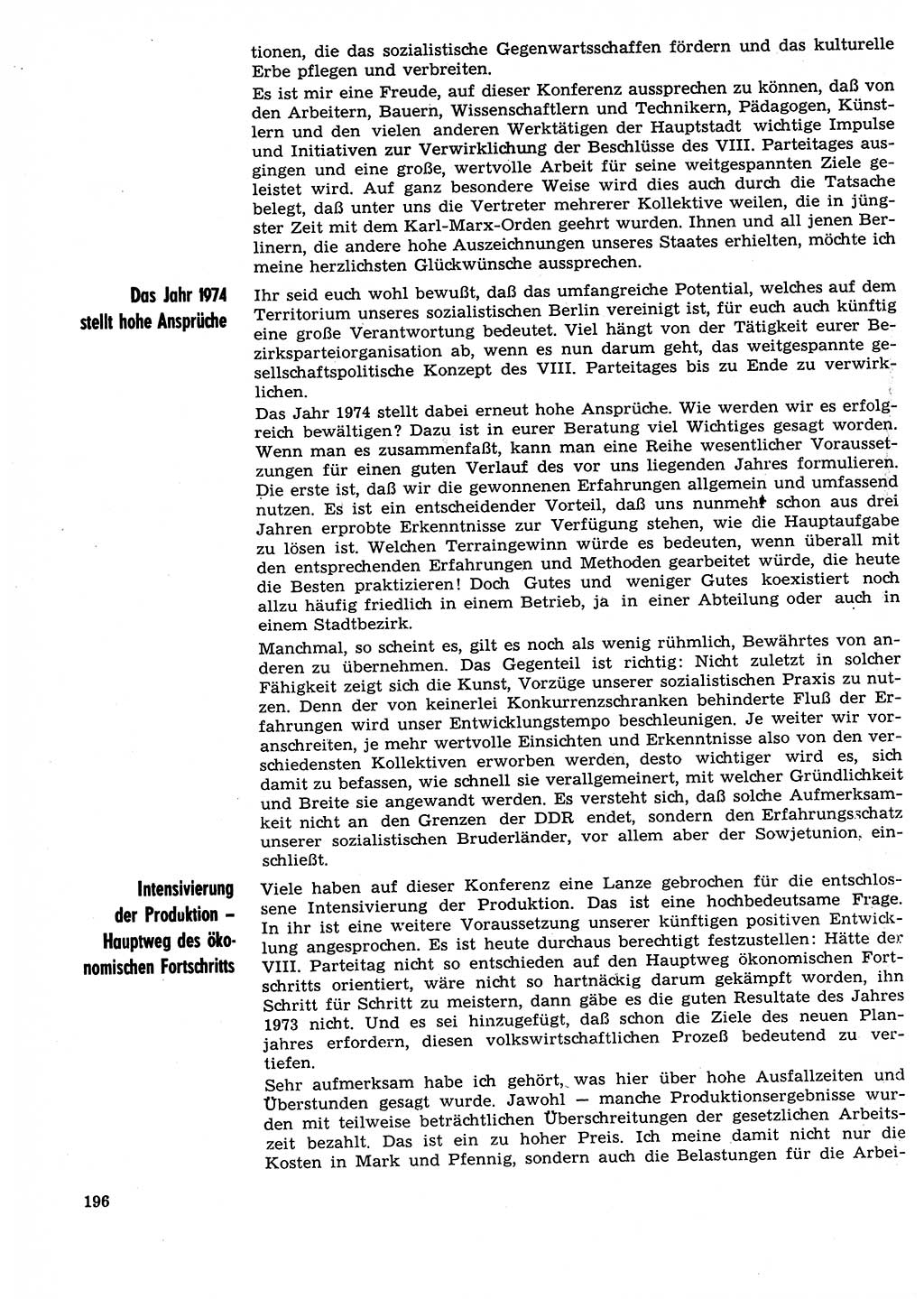 Neuer Weg (NW), Organ des Zentralkomitees (ZK) der SED (Sozialistische Einheitspartei Deutschlands) für Fragen des Parteilebens, 29. Jahrgang [Deutsche Demokratische Republik (DDR)] 1974, Seite 196 (NW ZK SED DDR 1974, S. 196)