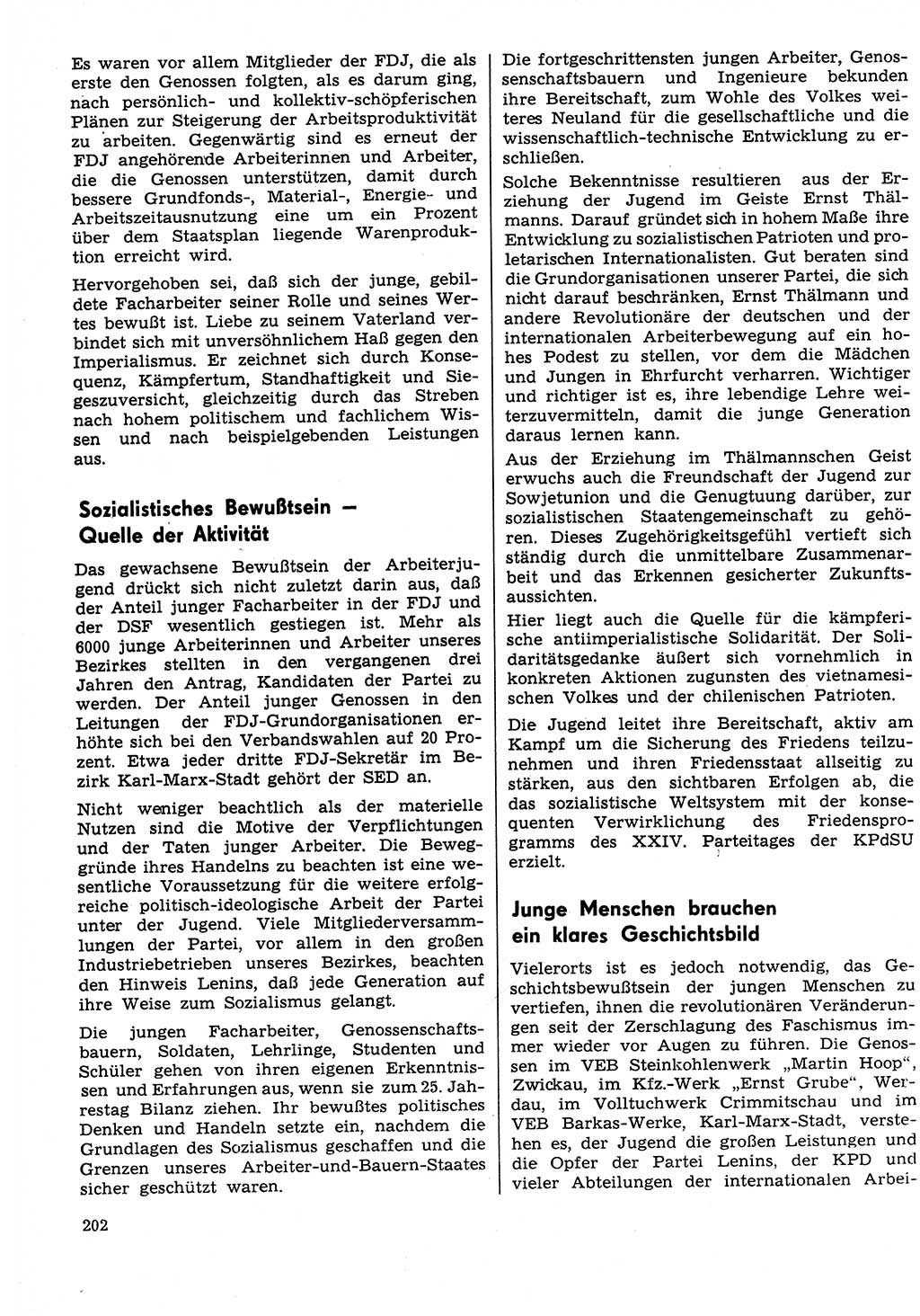 Neuer Weg (NW), Organ des Zentralkomitees (ZK) der SED (Sozialistische Einheitspartei Deutschlands) für Fragen des Parteilebens, 29. Jahrgang [Deutsche Demokratische Republik (DDR)] 1974, Seite 202 (NW ZK SED DDR 1974, S. 202)