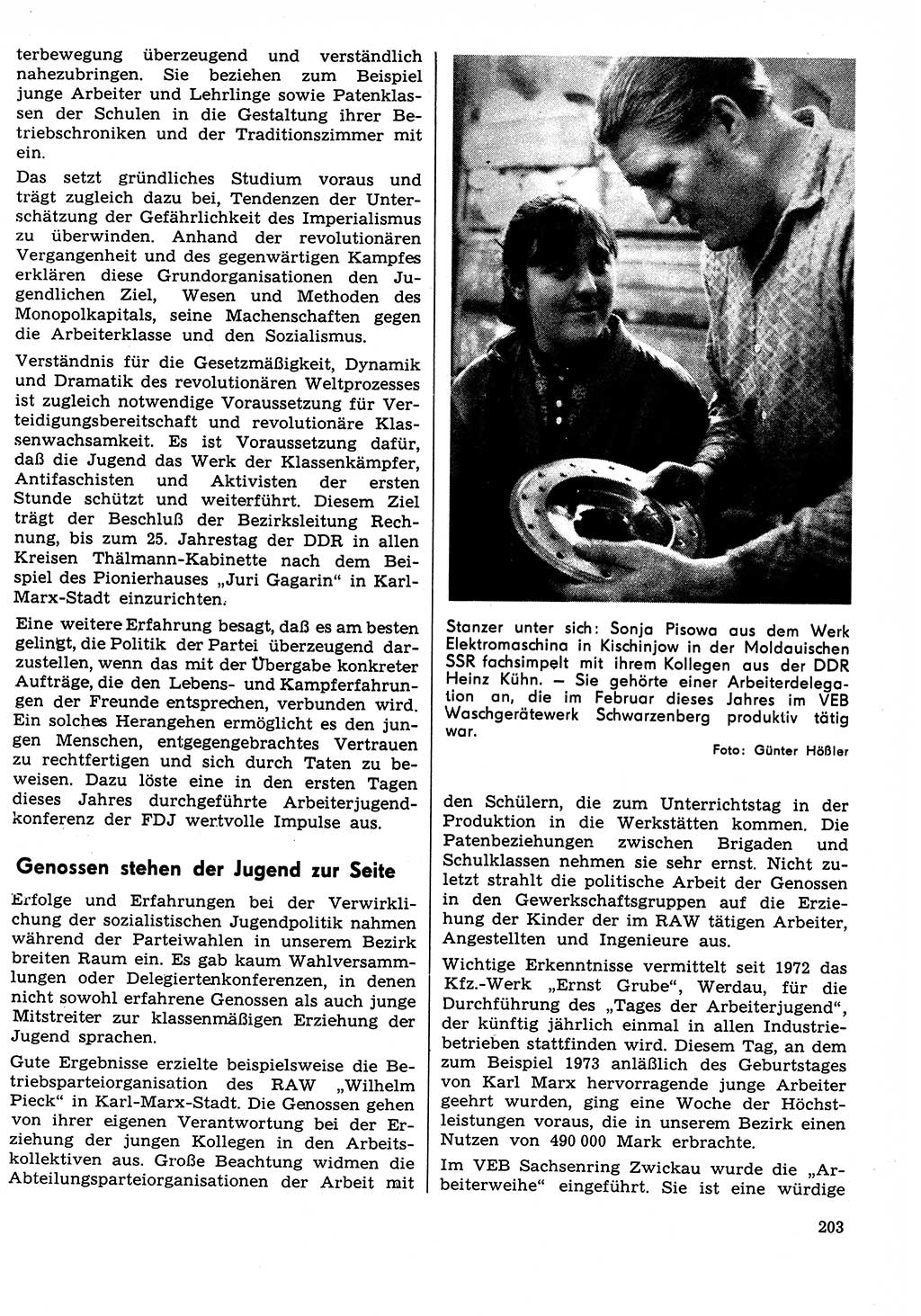 Neuer Weg (NW), Organ des Zentralkomitees (ZK) der SED (Sozialistische Einheitspartei Deutschlands) für Fragen des Parteilebens, 29. Jahrgang [Deutsche Demokratische Republik (DDR)] 1974, Seite 203 (NW ZK SED DDR 1974, S. 203)