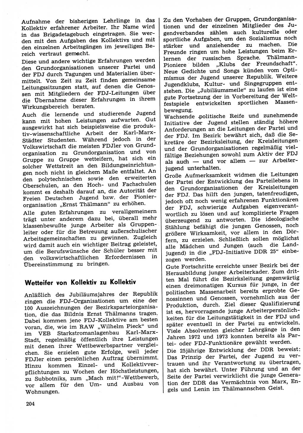 Neuer Weg (NW), Organ des Zentralkomitees (ZK) der SED (Sozialistische Einheitspartei Deutschlands) für Fragen des Parteilebens, 29. Jahrgang [Deutsche Demokratische Republik (DDR)] 1974, Seite 204 (NW ZK SED DDR 1974, S. 204)
