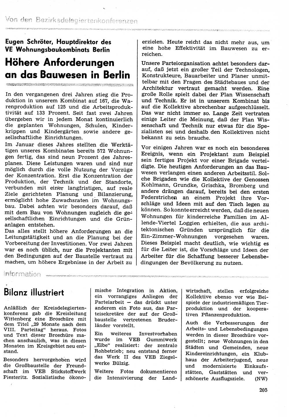 Neuer Weg (NW), Organ des Zentralkomitees (ZK) der SED (Sozialistische Einheitspartei Deutschlands) für Fragen des Parteilebens, 29. Jahrgang [Deutsche Demokratische Republik (DDR)] 1974, Seite 205 (NW ZK SED DDR 1974, S. 205)