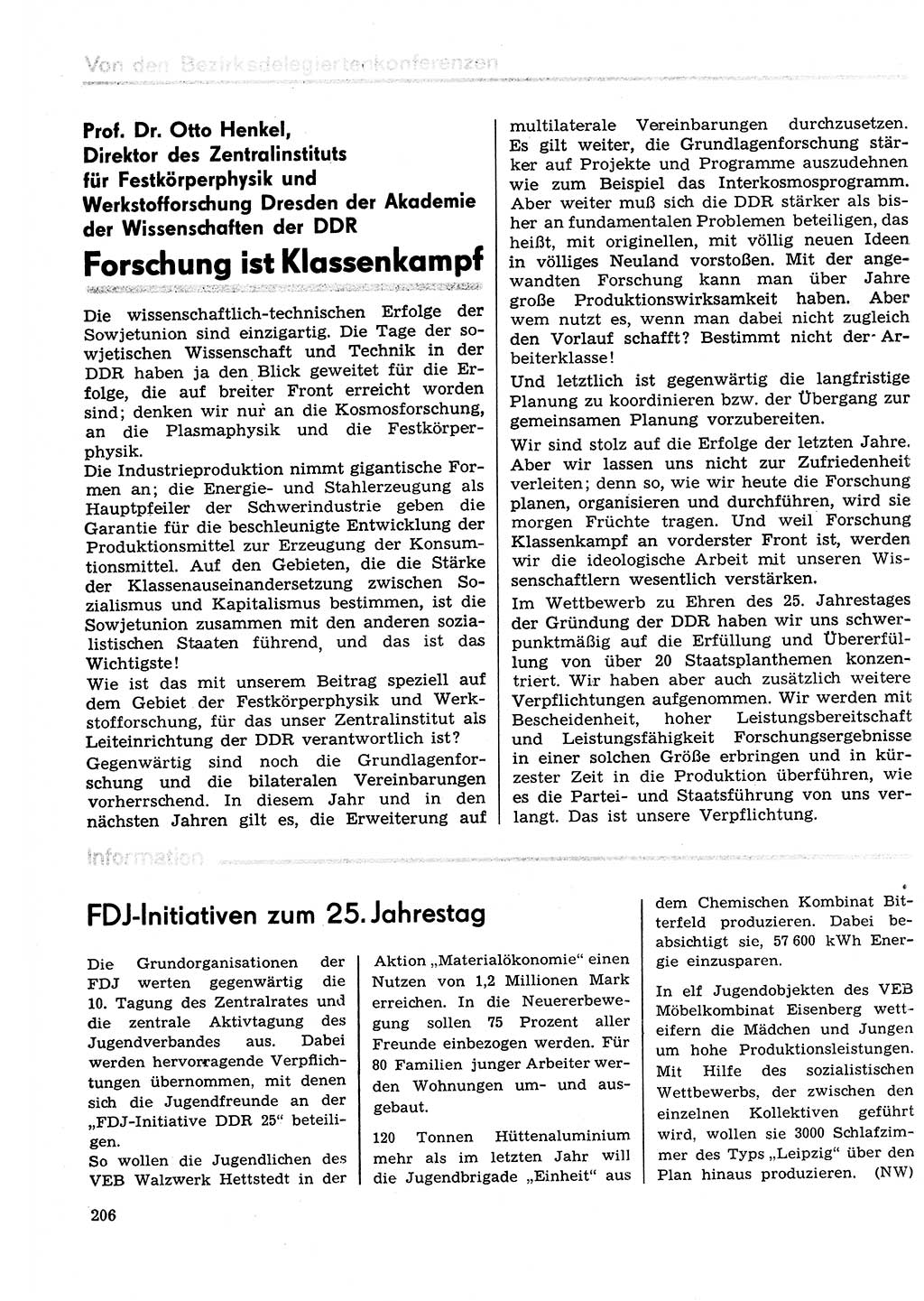 Neuer Weg (NW), Organ des Zentralkomitees (ZK) der SED (Sozialistische Einheitspartei Deutschlands) für Fragen des Parteilebens, 29. Jahrgang [Deutsche Demokratische Republik (DDR)] 1974, Seite 206 (NW ZK SED DDR 1974, S. 206)