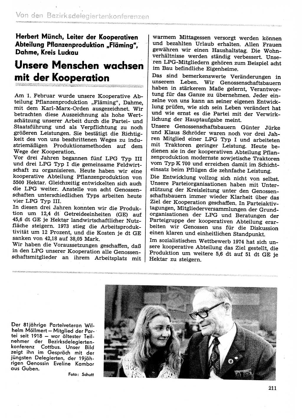 Neuer Weg (NW), Organ des Zentralkomitees (ZK) der SED (Sozialistische Einheitspartei Deutschlands) für Fragen des Parteilebens, 29. Jahrgang [Deutsche Demokratische Republik (DDR)] 1974, Seite 211 (NW ZK SED DDR 1974, S. 211)
