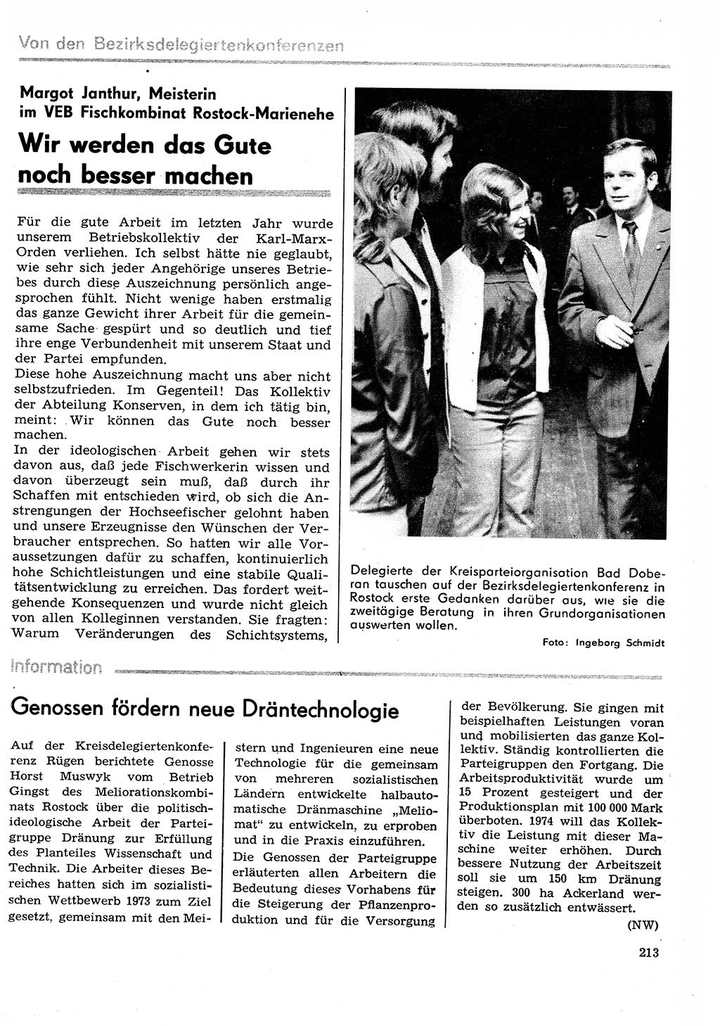 Neuer Weg (NW), Organ des Zentralkomitees (ZK) der SED (Sozialistische Einheitspartei Deutschlands) für Fragen des Parteilebens, 29. Jahrgang [Deutsche Demokratische Republik (DDR)] 1974, Seite 213 (NW ZK SED DDR 1974, S. 213)