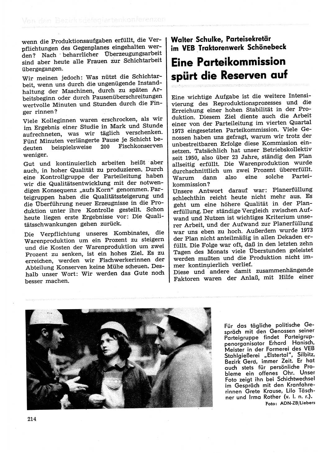 Neuer Weg (NW), Organ des Zentralkomitees (ZK) der SED (Sozialistische Einheitspartei Deutschlands) für Fragen des Parteilebens, 29. Jahrgang [Deutsche Demokratische Republik (DDR)] 1974, Seite 214 (NW ZK SED DDR 1974, S. 214)