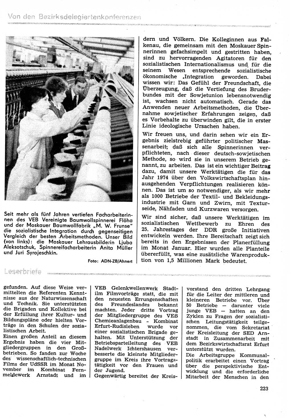 Neuer Weg (NW), Organ des Zentralkomitees (ZK) der SED (Sozialistische Einheitspartei Deutschlands) für Fragen des Parteilebens, 29. Jahrgang [Deutsche Demokratische Republik (DDR)] 1974, Seite 223 (NW ZK SED DDR 1974, S. 223)