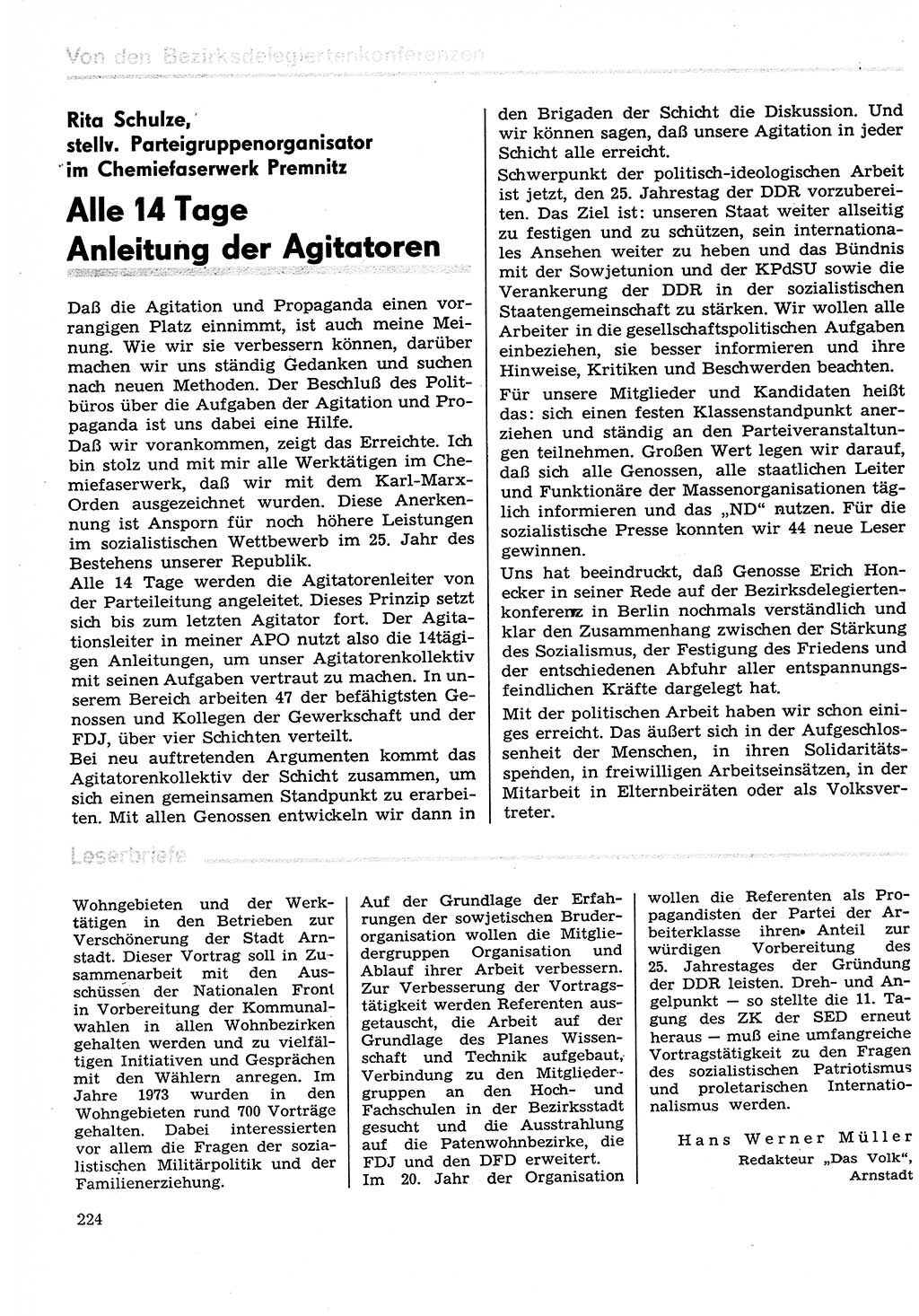 Neuer Weg (NW), Organ des Zentralkomitees (ZK) der SED (Sozialistische Einheitspartei Deutschlands) für Fragen des Parteilebens, 29. Jahrgang [Deutsche Demokratische Republik (DDR)] 1974, Seite 224 (NW ZK SED DDR 1974, S. 224)