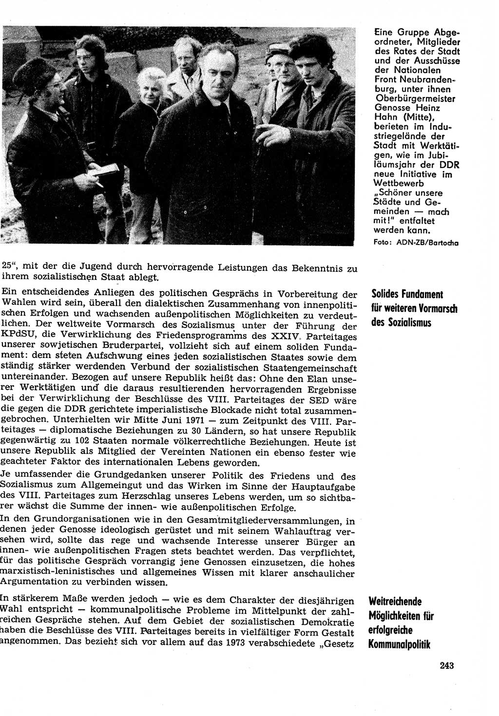 Neuer Weg (NW), Organ des Zentralkomitees (ZK) der SED (Sozialistische Einheitspartei Deutschlands) für Fragen des Parteilebens, 29. Jahrgang [Deutsche Demokratische Republik (DDR)] 1974, Seite 243 (NW ZK SED DDR 1974, S. 243)