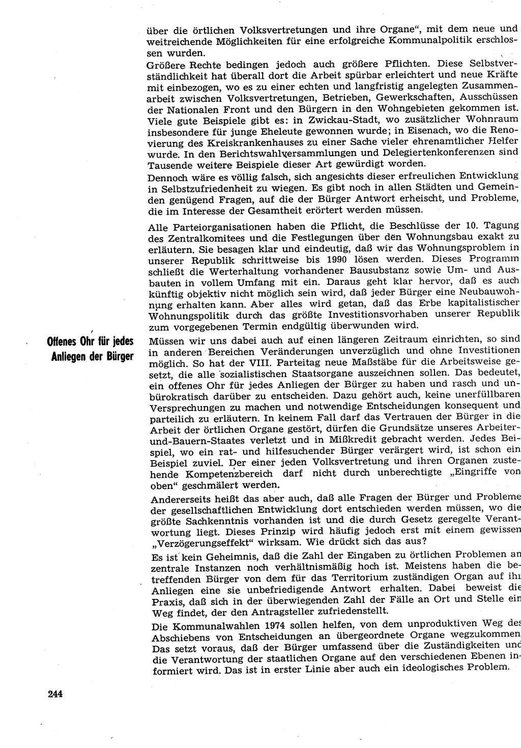 Neuer Weg (NW), Organ des Zentralkomitees (ZK) der SED (Sozialistische Einheitspartei Deutschlands) für Fragen des Parteilebens, 29. Jahrgang [Deutsche Demokratische Republik (DDR)] 1974, Seite 244 (NW ZK SED DDR 1974, S. 244)