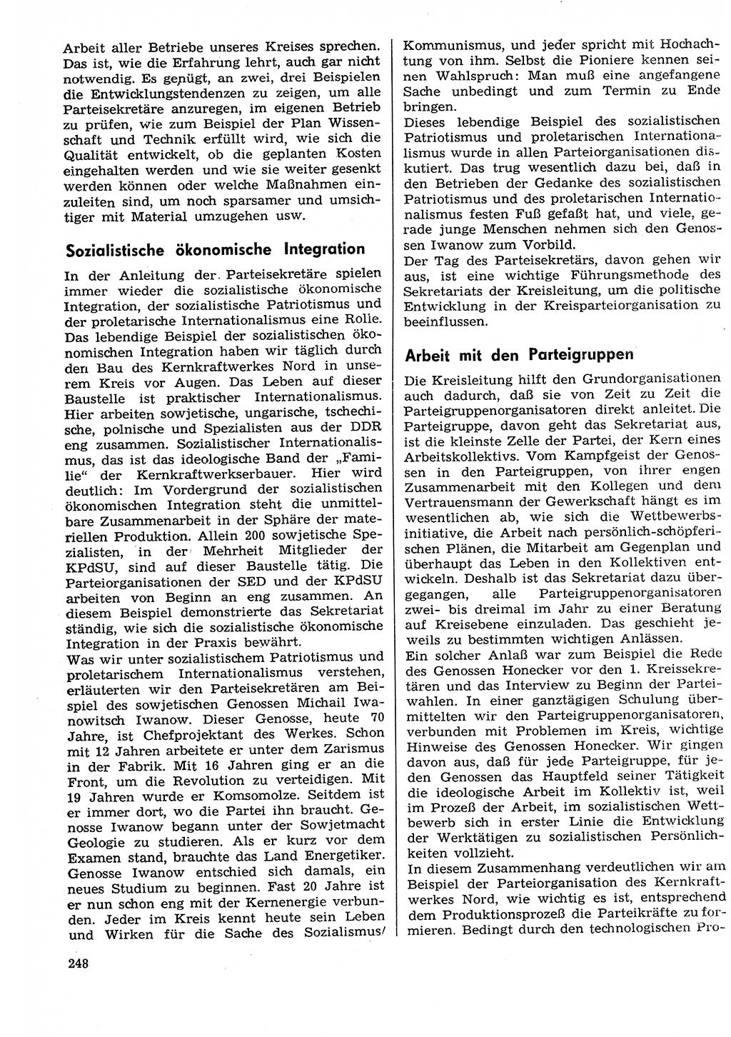 Neuer Weg (NW), Organ des Zentralkomitees (ZK) der SED (Sozialistische Einheitspartei Deutschlands) für Fragen des Parteilebens, 29. Jahrgang [Deutsche Demokratische Republik (DDR)] 1974, Seite 248 (NW ZK SED DDR 1974, S. 248)