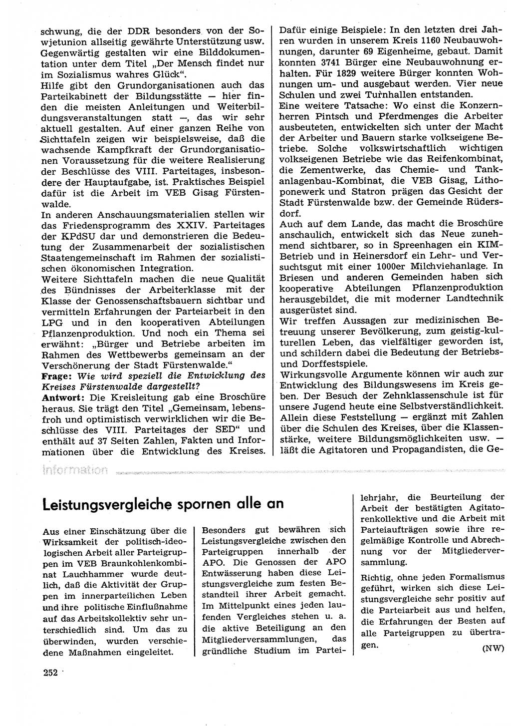 Neuer Weg (NW), Organ des Zentralkomitees (ZK) der SED (Sozialistische Einheitspartei Deutschlands) für Fragen des Parteilebens, 29. Jahrgang [Deutsche Demokratische Republik (DDR)] 1974, Seite 252 (NW ZK SED DDR 1974, S. 252)