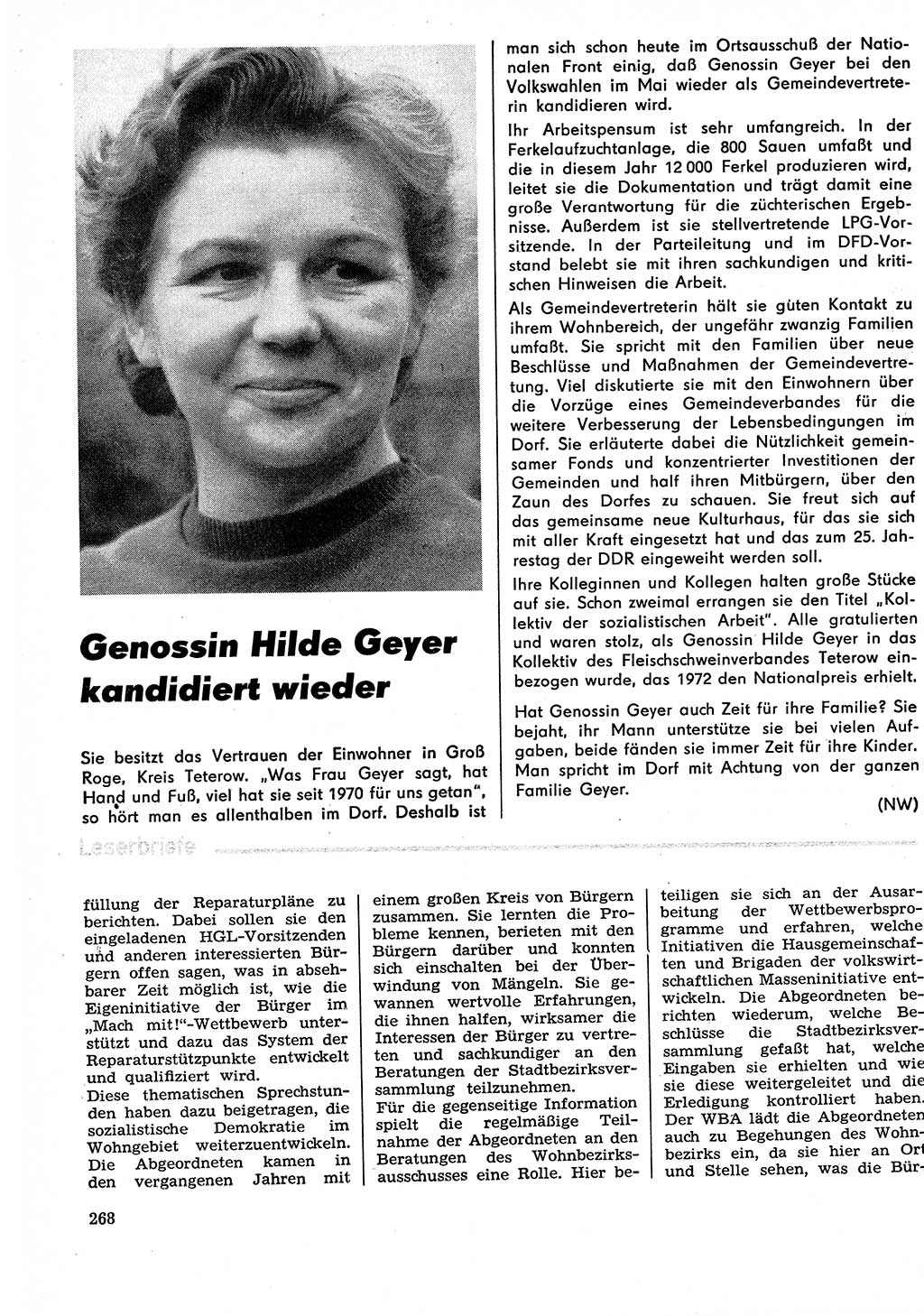 Neuer Weg (NW), Organ des Zentralkomitees (ZK) der SED (Sozialistische Einheitspartei Deutschlands) für Fragen des Parteilebens, 29. Jahrgang [Deutsche Demokratische Republik (DDR)] 1974, Seite 268 (NW ZK SED DDR 1974, S. 268)