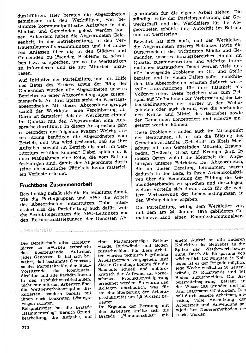 Neuer Weg (NW), Organ des Zentralkomitees (ZK) der SED (Sozialistische Einheitspartei Deutschlands) für Fragen des Parteilebens, 29. Jahrgang [Deutsche Demokratische Republik (DDR)] 1974, Seite 270 (NW ZK SED DDR 1974, S. 270)