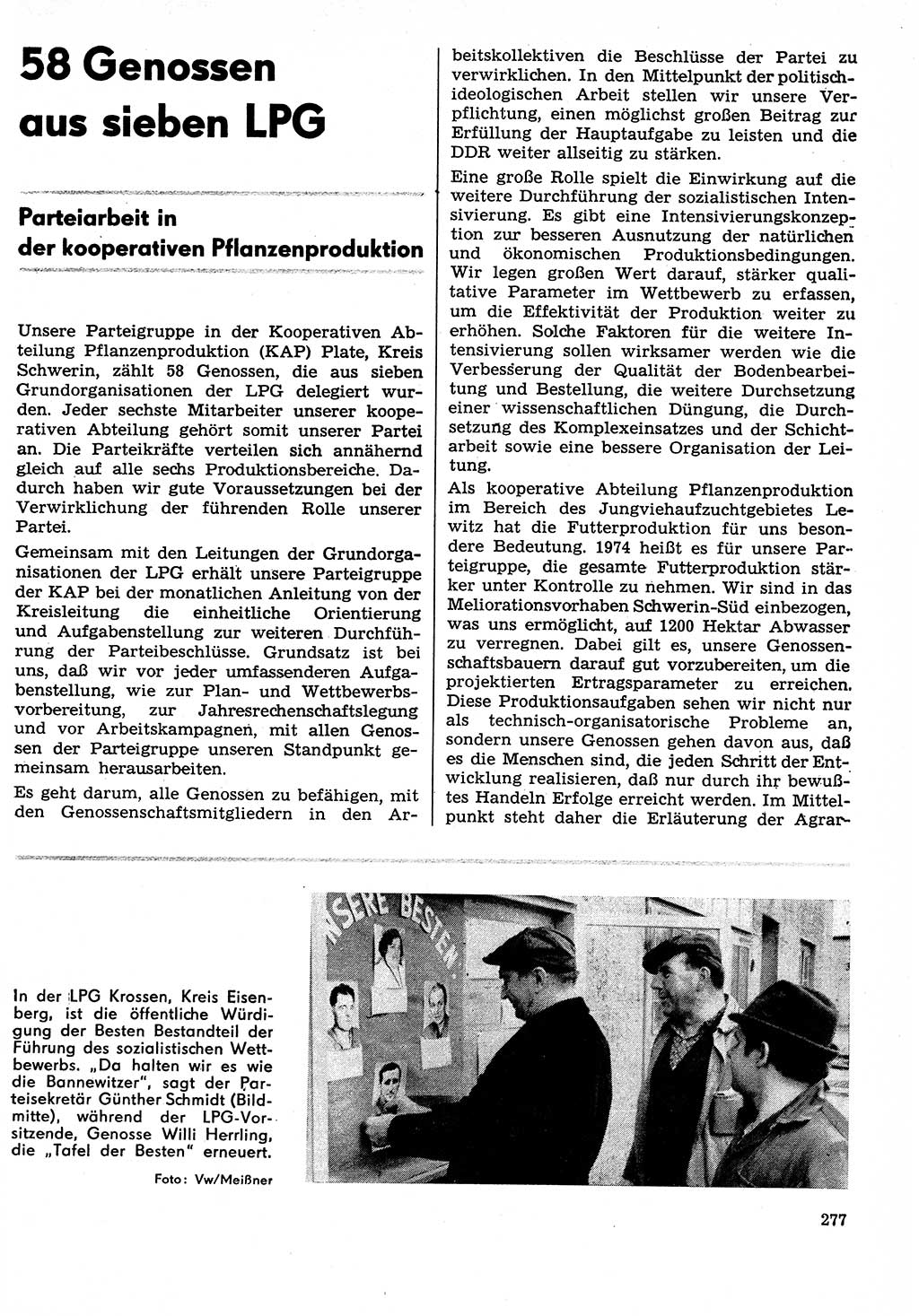 Neuer Weg (NW), Organ des Zentralkomitees (ZK) der SED (Sozialistische Einheitspartei Deutschlands) für Fragen des Parteilebens, 29. Jahrgang [Deutsche Demokratische Republik (DDR)] 1974, Seite 277 (NW ZK SED DDR 1974, S. 277)