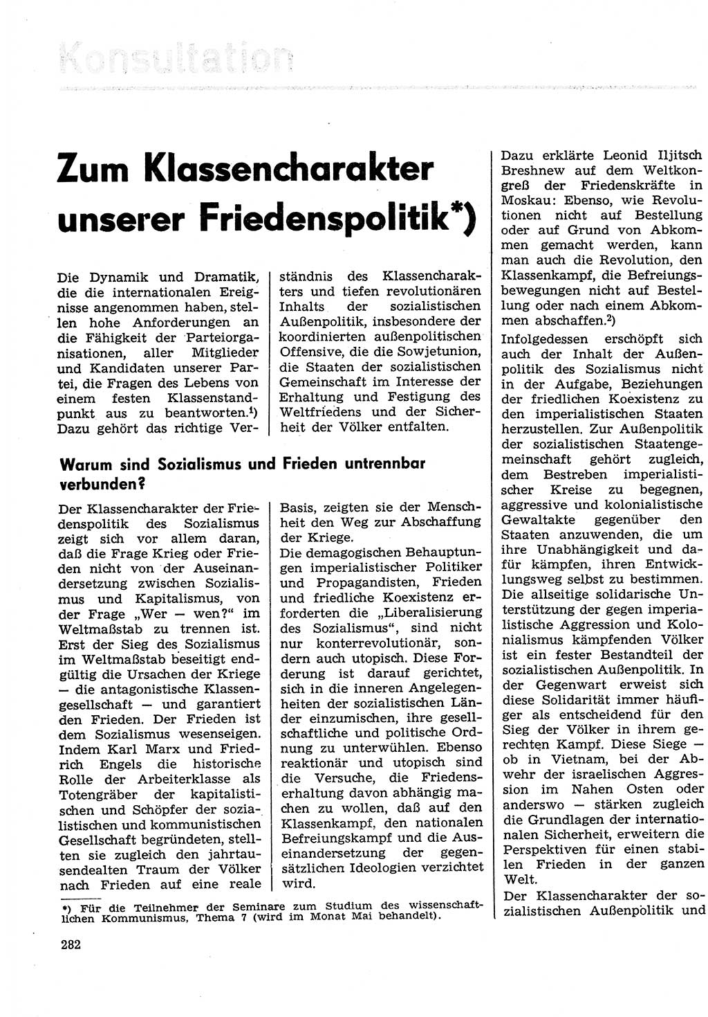 Neuer Weg (NW), Organ des Zentralkomitees (ZK) der SED (Sozialistische Einheitspartei Deutschlands) für Fragen des Parteilebens, 29. Jahrgang [Deutsche Demokratische Republik (DDR)] 1974, Seite 282 (NW ZK SED DDR 1974, S. 282)